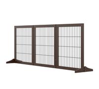 PawHut Cancelletto Pieghevole e Regolabile in Legno di Pino e Metallo con Base Stabile, per Cani e Cuccioli, 185x36x71cm