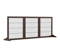 PawHut Cancelletto Pieghevole e Regolabile in Legno di Pino e Metallo con Base Stabile, per Cani e Cuccioli, 185x36x71cm