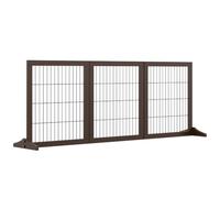 PawHut Cancelletto Pieghevole Regolabile per Cani e Cuccioli 185x36x71cm | Legno di Pino e Metallo, Base Stabile
