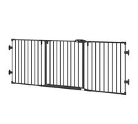 PawHut Cancelletto per Cani Regolabile e Pieghevole con Chiusura Automatica e Sistema di Blocco, Cancello per Cani in Metallo e Plastica, 202.5x76 cm, Nero