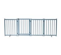 PawHut Cancellino Pieghevole per Cani Taglia Piccola/Media con 4 Pannelli in Legno e Serratura, 237.5x36x80 cm, Grigio