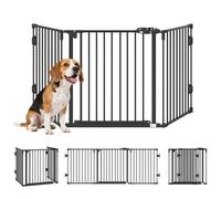 PawHut Cancelletto per Cani Pieghevole in Acciaio con Chiusura Automatica e Sistema di Blocco Sicuro per Interni ed Esterni, Nero Aosom