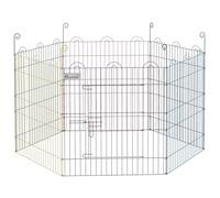 PawHut Cancellino per Cani a 6 Pannelli con Chiusura a Scatto, Cancello per Cani Taglia Media in Metallo, Ø120x60 cm, Multicolore