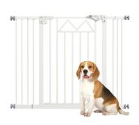 PawHut Cancelletto per Cani con 4 Viti Regolabili e Nastro Adesivo, Cancelletto di Sicurezza in Metallo e Plastica, 74-100x76cm, Bianco