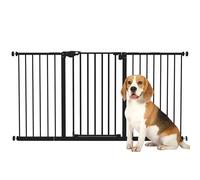 PawHut Cancellino per Cani e Animali Domestici 3 Estensioni Larghezza Regolabile Fine a 147.5 cm, Cancello per Cani con Chiusura Automatica, Nero