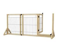 PawHut Cancellino per Cani Estensibile con Porta 112-159x70 cm in Legno