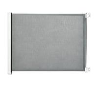 PawHut Cancellino per Cani Estensibile fino a 115 cm con Viti e Gancio, Cancelletto di Sicurezza in Poliestere e Acciaio, 115x82.5 cm, Bianco e Grigio