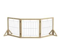 PawHut Cancellino per Cani Pieghevole 3 Pannelli 210x70 cm Color Legno