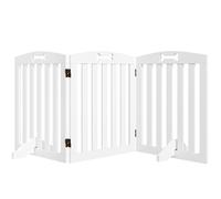 PawHut Cancellino per Cani Pieghevole a 3 Pannelli in Legno Bianco 155x30x61 cm