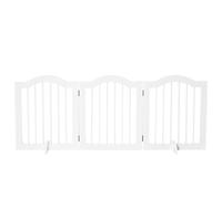 PawHut Cancellino per Cani Pieghevole a 3 Sezioni in Legno, Bianco