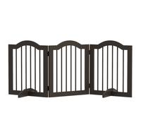 PawHut Cancellino per Cani Pieghevole a 3 Sezioni in Legno, Barriera per Cani con Piedini, Cancelletto di Sicurezza per Cani Piccoli, 154.5x29.5x61cm, Caffè