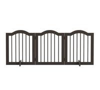 PawHut Cancellino per Cani Pieghevole a 3 Sezioni in Legno, Barriera per Cani con Piedini, Cancelletto di Sicurezza per Cani Piccoli, 154.5x29.5x61cm, Caffè