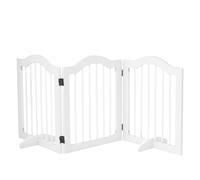 PawHut Cancellino per Cani Pieghevole a 3 Sezioni Legno 154.5x29.5x61cm Bianco