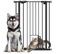PawHut Cancellino per Cani Regolabile con Porta Piccola 74-80x104cm Nero