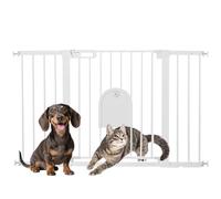 PawHut Cancellino per Cani Regolabile con Porta Piccola 75-131x76 cm Bianco