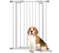 PawHut Cancellino per Cani Regolabile con Porta Piccola e Montaggio a Pressione, Barriera per Cani con Chiusura Automatica, 74-80x104.1 cm, Bianco
