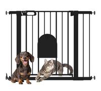 PawHut Cancellino per Cani Regolabile con Porta Piccola e Montaggio a Pressione, Barriera per Cani con Chiusura Automatica, 75-103x76 cm, Nero