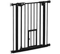 PawHut Cancellino per Cani Regolabile con Porta Piccola e Montaggio a Pressione, Barriera per Cani con Chiusura Automatica, 74-80x76.2 cm, Nero