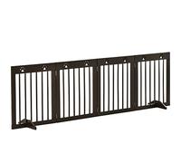 PawHut Cancellino per Cani taglia Piccola Pieghevole con Piedini Rimovibili, Cancelletto di Sicurezza in Legno di Pino, 204x30x61 cm, Marrone