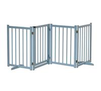 PawHut Cancellino Pieghevole per Cani Taglia Piccola/Media con 4 Pannelli in Legno e Serratura, 237.5x36x80 cm, Grigio