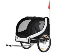 PawHut Carrellino Rimorchio per Cani, 130x73x90cm, Azzurro e nero