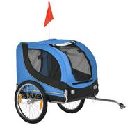 PawHut Carrello per Cani Rimorchio Bici in Acciaio e Tessuto Oxford Blu e Nero