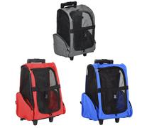 Pawhut Carrello porta animali Zaino da viaggio 2 in 1 con 2 ruote con manico retrattile in alluminio 42X25X55 cm