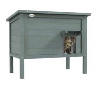 PawHut Casa per Gatti Casa per Gatti da Esterno, Resistente alle Intemperie, 1 Finestra, 1 Ingresso, 85 x 50 x 68,5 cm, Grigio scuro+Nero