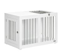PawHut Casetta per Cani Taglia Media con 2 Porte Bloccabili, Gabbia in Acciaio e MDF, 80x50x56.5 cm, Bianco