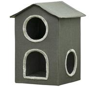 PawHut Casetta per Gatti Due Livelli con Cuscini Lavabili 42x46x59.5cm Grigio