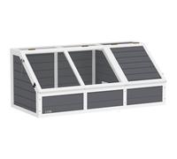 PawHut Casetta per Tartarughe di Terra Legno e Acciaio Grigio Chiaro e Bianco