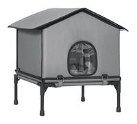 PawHut Casetta pieghevole per gatti con cuscino e lettino rialzato, 62x58,5x60 cm, Grigio Aosom Italy