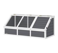 PawHut Casetta Tartarughe di Terra Legno e Acciaio Grigio Chiaro e Bianco