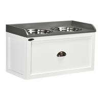 PawHut Ciotole per Cani Rialzate in Acciaio Inox e Legno con Cassetto