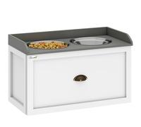 PawHut Ciotole per Cani Rialzate in Acciaio Inox e Legno con Cassetto