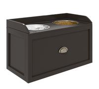 PawHut Ciotole per Cani Rialzate in Acciaio Inox e Legno con Cassetto