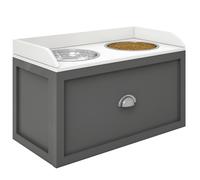 PawHut Ciotole per Cani Rialzate in Acciaio Inox e Legno con Cassetto