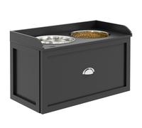 PawHut Ciotole per Cani Rialzate in Acciaio Inox e Legno con Cassetto