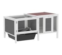 PawHut Conigliera da Esterno con Casetta e Area di Corsa in Legno Multicolore