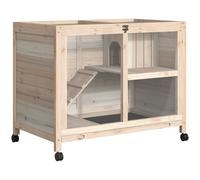 PawHut Conigliera in Legno 2 Piani con Casetta Rampa e Vassoio Estraibile