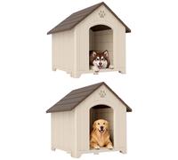 PawHut Cuccia Cani in PP con Tetto Inclinato e Prese d'Aria Beige e Marrone