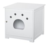 PawHut Cuccia Casetta per Gatti e Piccoli Cani Mobile per Lettiera in Legno Multiuso, Anta Magnetica, Bianco, 48x51x51cm Aosom