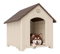 PawHut Cuccia per Cani in PP con Tetto Inclinato 88x78x89 cm Beige e Marrone