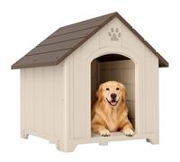 PawHut Cuccia per Cani in PP con Tetto Inclinato e Prese d'Aria Beige e Marrone