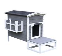 PawHut Cuccia per Gatti Rialzata con Balconcino e Tetto Impermeabile