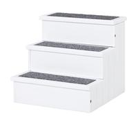 PawHut deposito scale per animali domestici 3 pioli portatili in legno tappettato