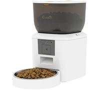 PawHut Distributore Automatico Cibo Gatti 4L, App Controllo con Ciotola, Bianco