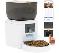PawHut Distributore Automatico per Gatti, 4L, con Telecamera e Ciotola, Bianco