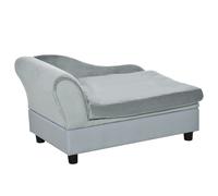 PawHut Divanetto per Cani con Spazio Portaoggetti e Cuscino Grigio Chiaro