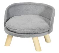 PawHut Divanetto per Cani Rotondo con Cuscino Ø40.5x33 cm Grigio e color Legno